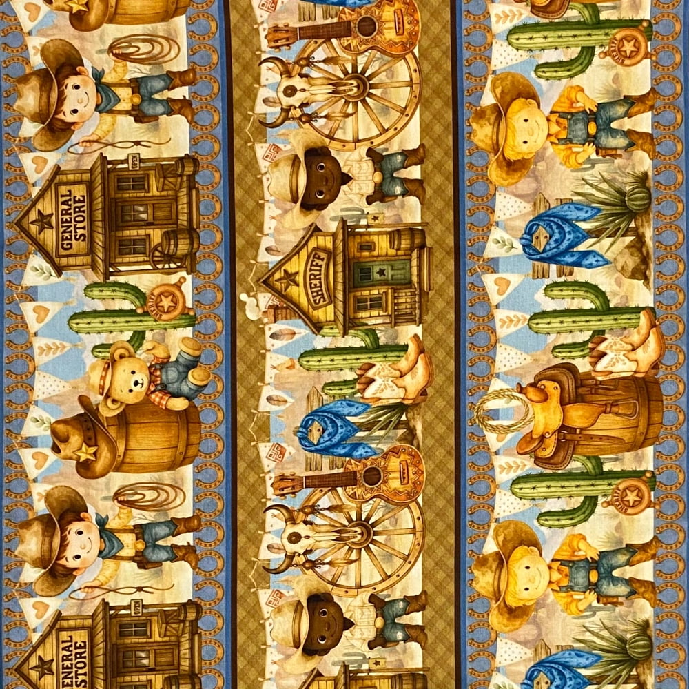 Tecido Tricoline Barrado Digital Mini Cowboy