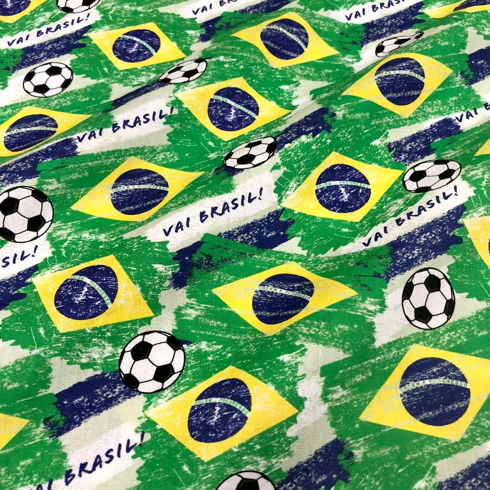 Tecido Tricoline Digital Vai Brasil Estampa Pincelada