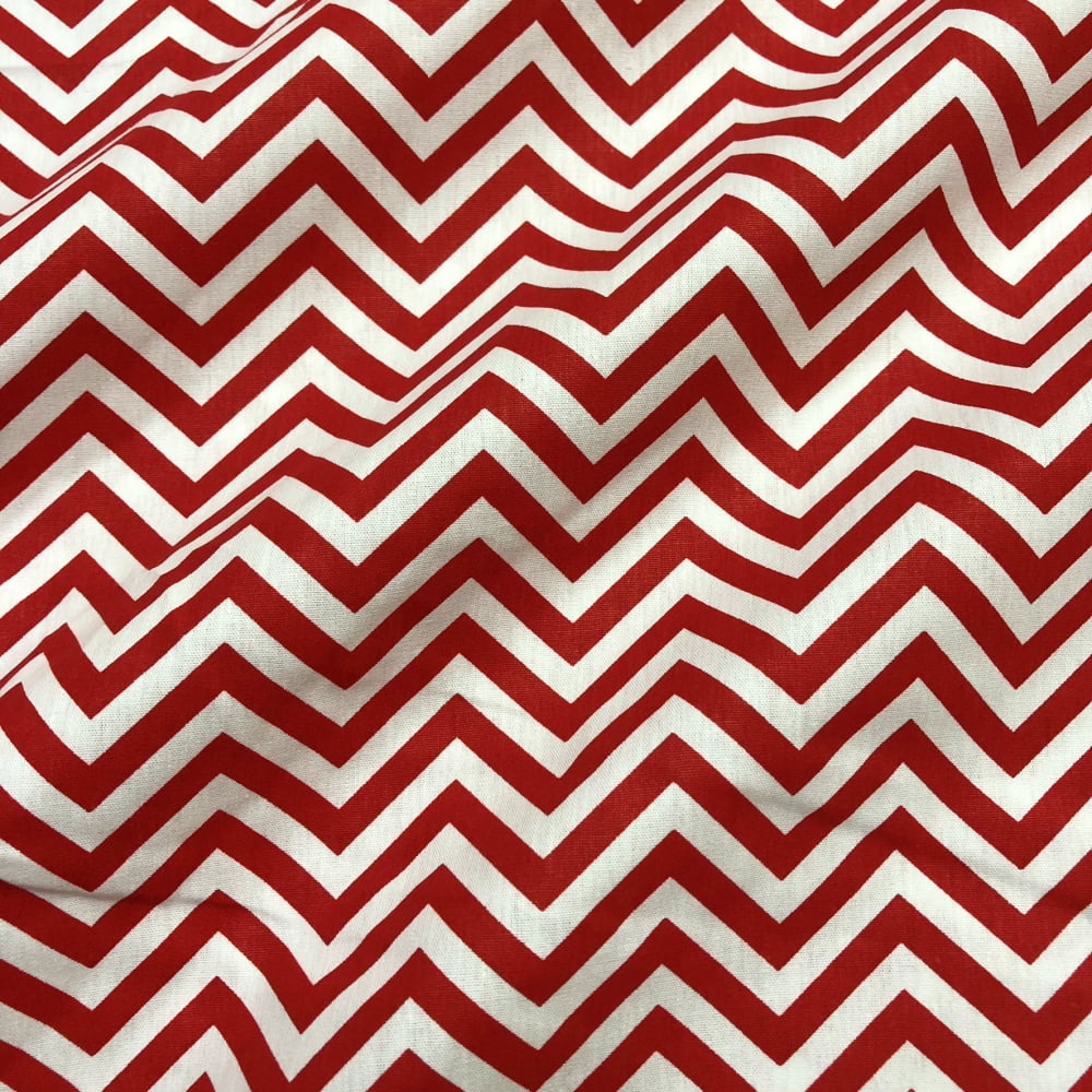 Tecido Tricoline Chevron Grande Vermelho