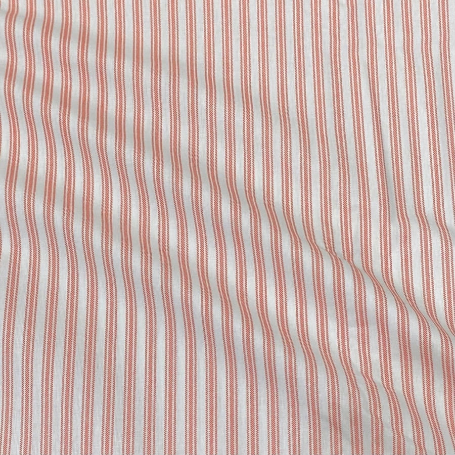 Tecido Tricoline Digital Listras Triplas Laranja Fundo Off White