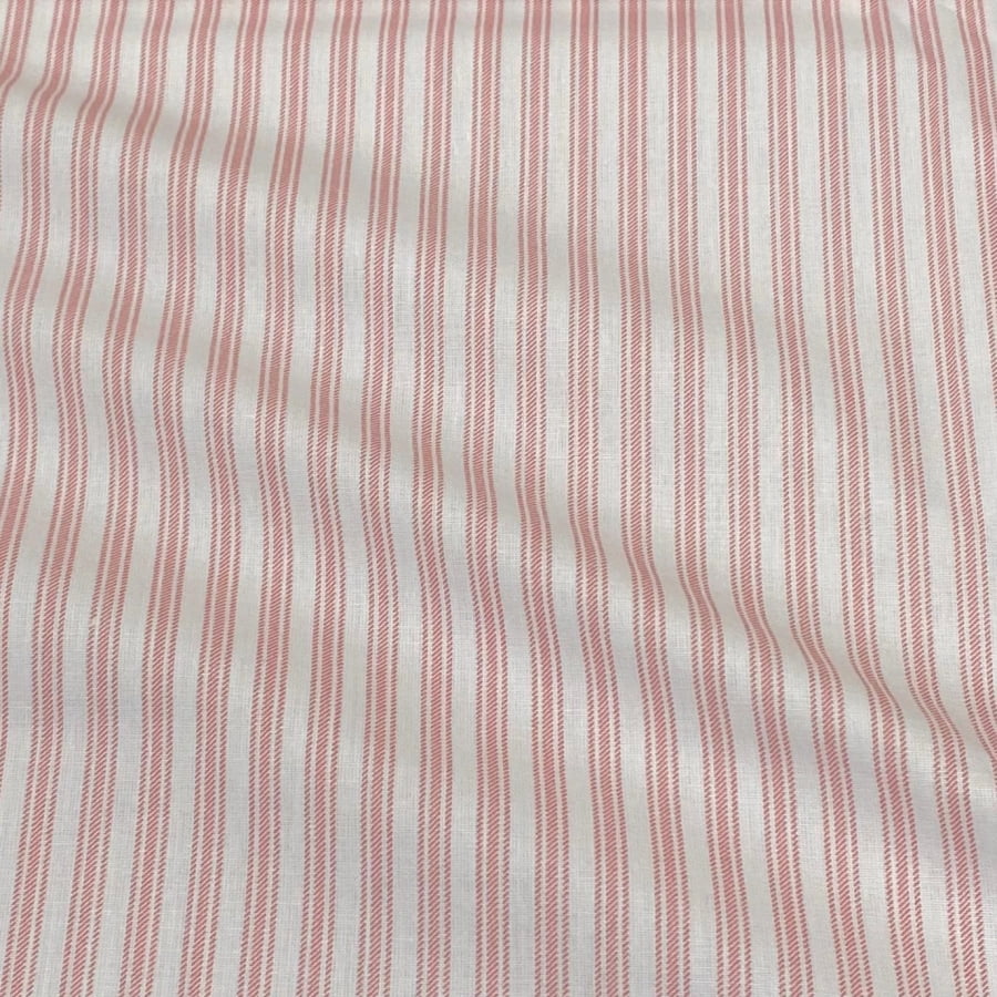 Tecido Tricoline Digital Listras Triplas Rose Fundo Off White
