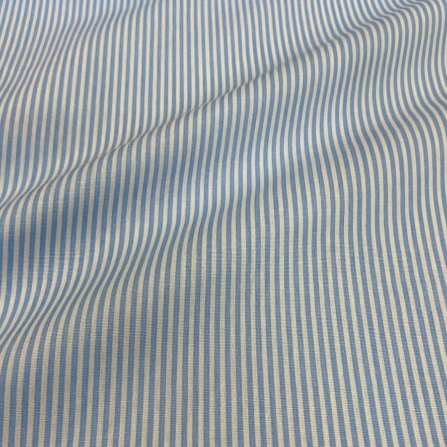 Tecido Tricoline Listras Pequena Azul Bebe