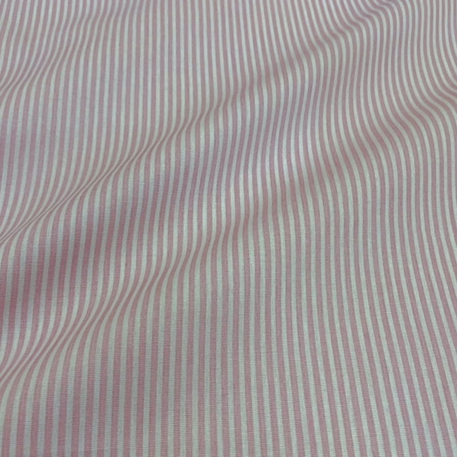 Tecido Tricoline Listras Pequena Rosa Bebe
