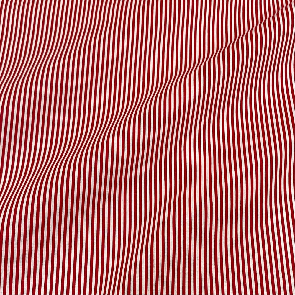 Tecido Tricoline Listras Pequena Vermelho