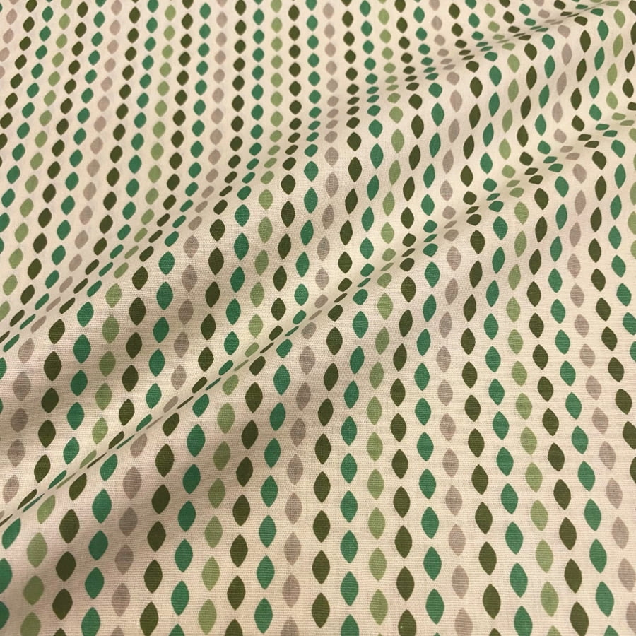 Tecido Tricoline Padrão Gotas Alinhadas Tons de Folhagem