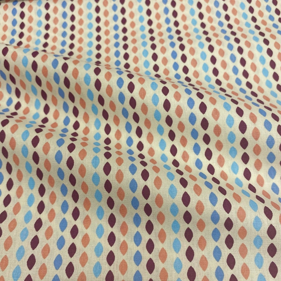 Tecido Tricoline Padrão Gotas Alinhadas Tons Vintage