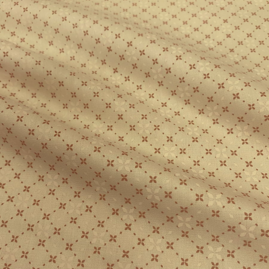 Tecido Tricoline Padrão Mini Floral Geometrico Bege
