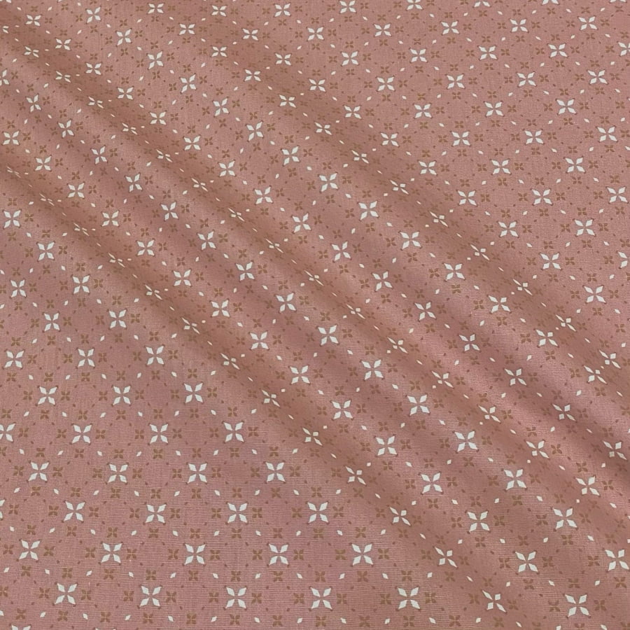 Tecido Tricoline Padrão Mini Floral Geometrico Rose