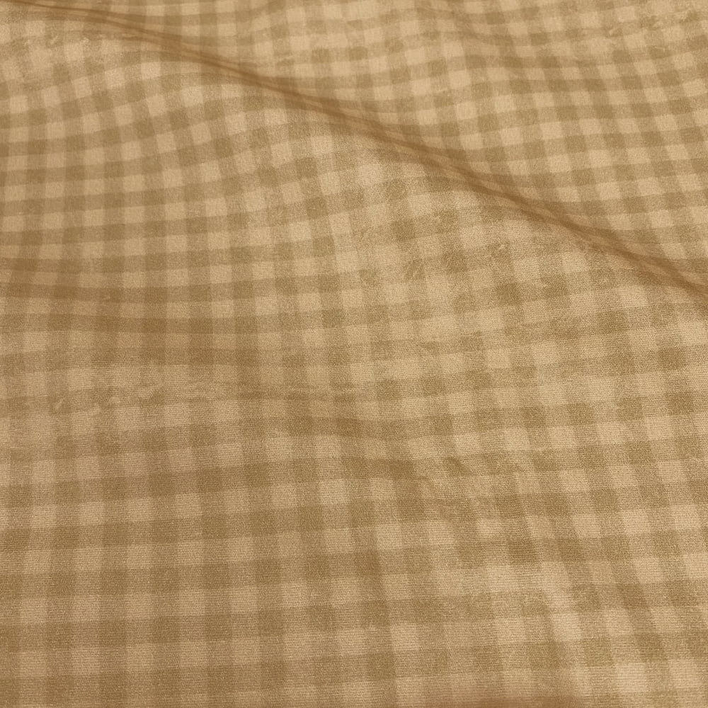 Tecido Tricoline Digital Xadrez Manchado Bege - Coleção Vintage