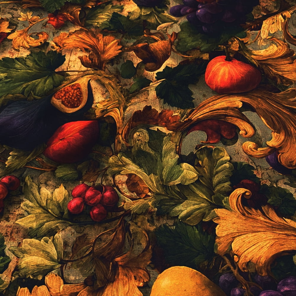 Tecido Tricoline Digital Frutas, Flores e Folhagens Coleção Barroque 