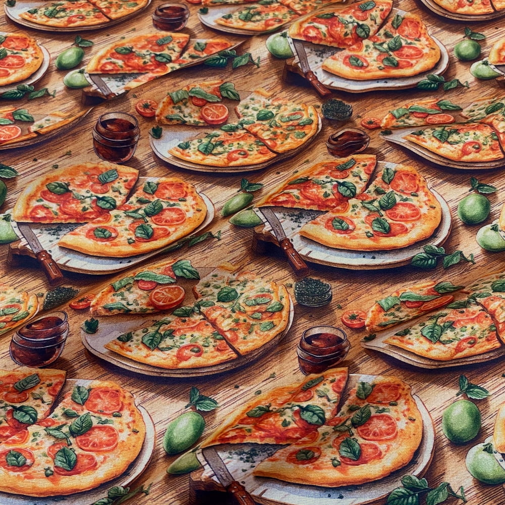 Tecido Tricoline Digital Pizza (Italia Mia)