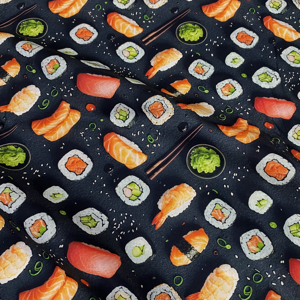 Tecido Tricoline Digital Sushi (Goumert)