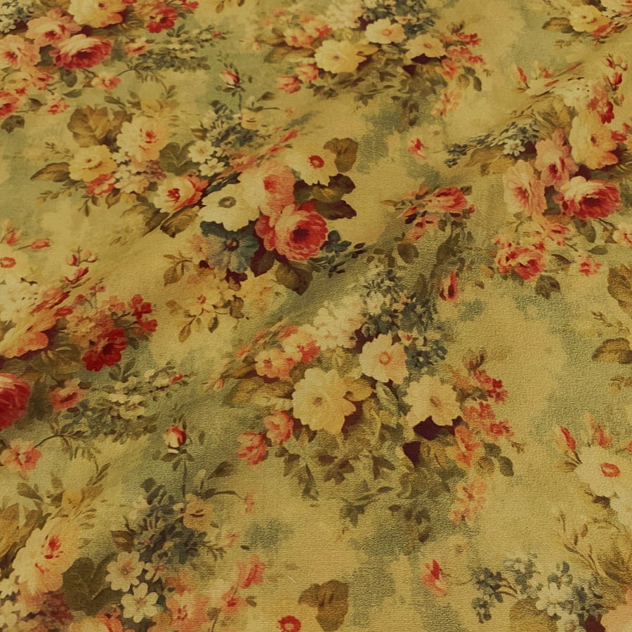 Tecido Tricoline Digital Floral Romântico Médio Fundo Claro (Coleção Floral Vintage)