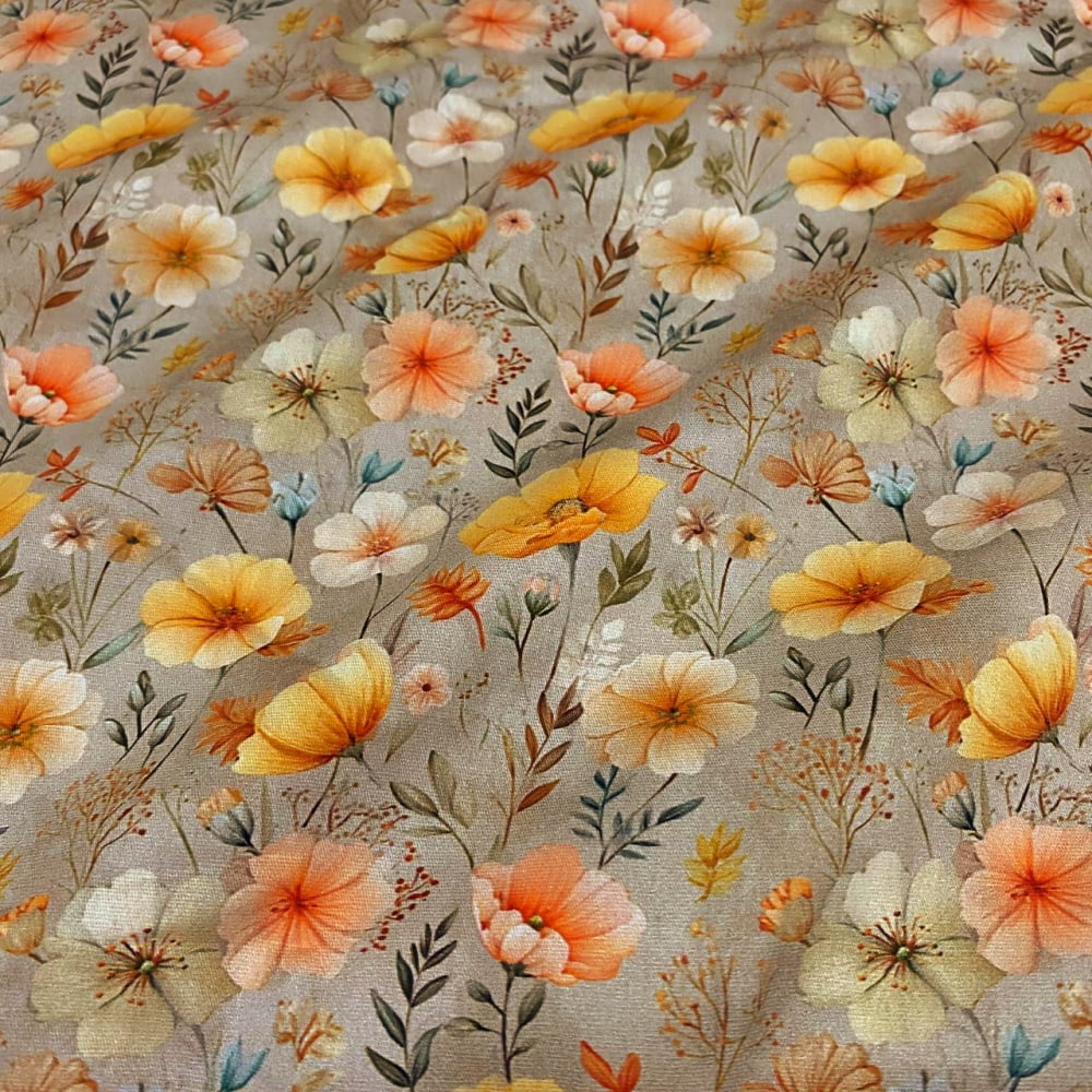 Tecido Tricoline Digital Flores de Outono 