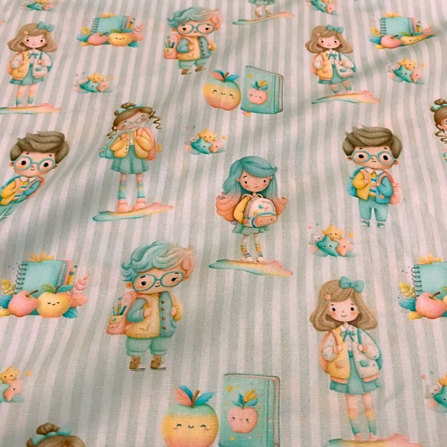 Tecido Tricoline Digital Alunos Coleção Volta às Aulas