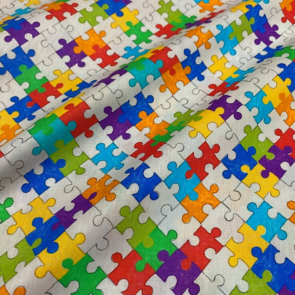 Tecido Tricoline Pintando o Quebra-Cabeça 