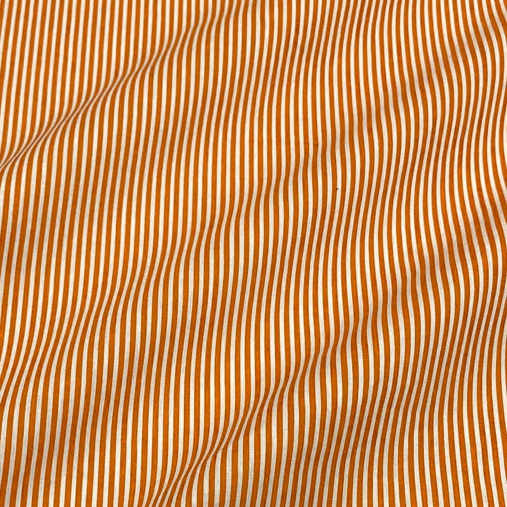 Tecido Tricoline Listras Pequena Laranja Escuro