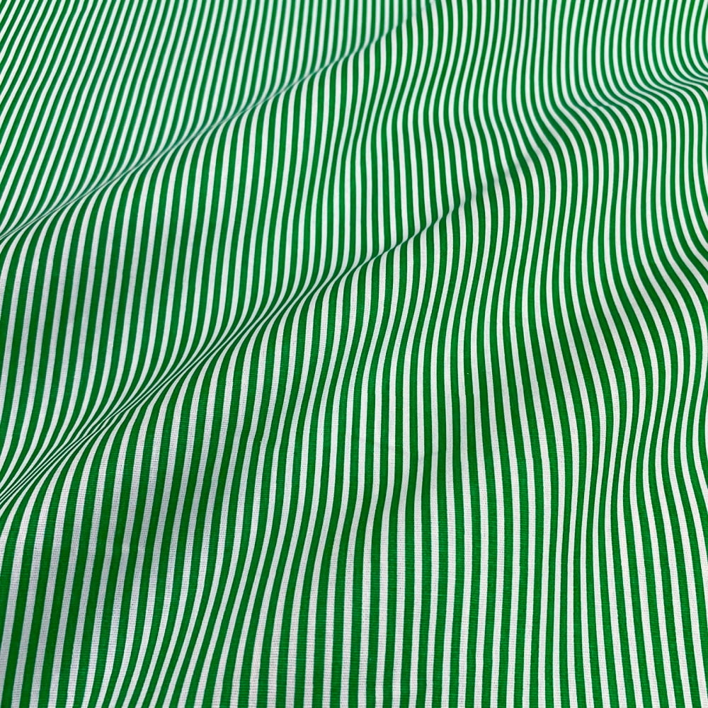 Tecido Tricoline Listras Pequena Verde Bandeira