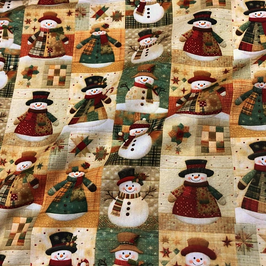 Tecido Tricoline Digital Bonecos de Neve de Natal