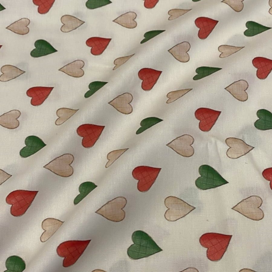 Tecido Tricoline Digital Corações Coloridos Natal dos Sonhos