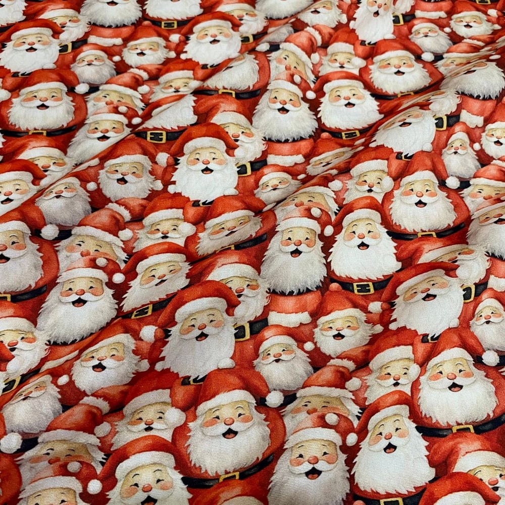 Tecido Tricoline Digital Natal Papai Noel Sobrepostos