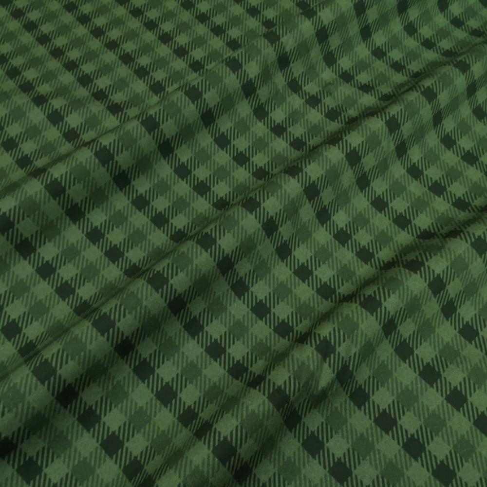 Tecido Tricoline Digital Xadrez Diagonal Verde Natal 