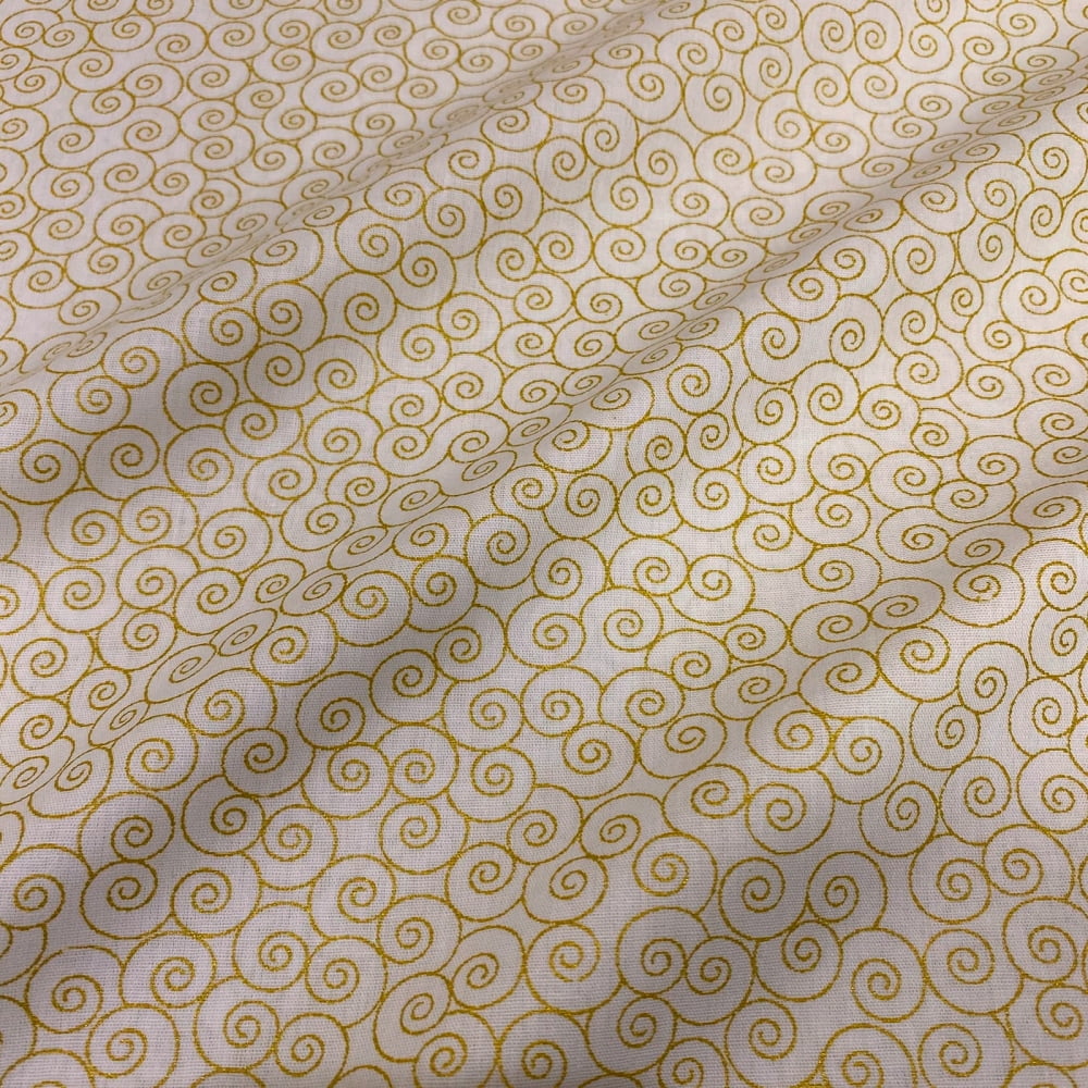 Tecido Tricoline Natal Caracol Dourado Fundo Cru Rimatex