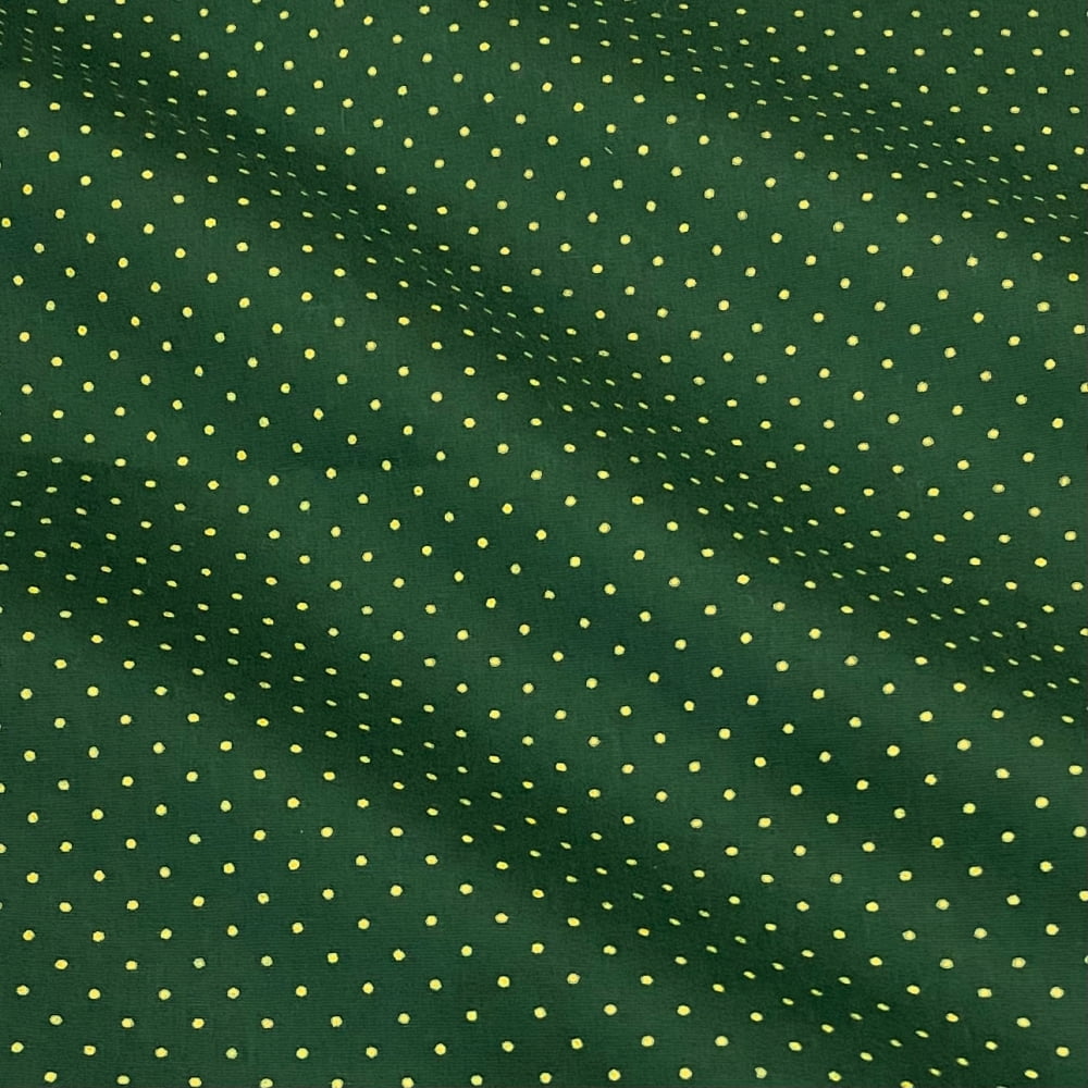 Tecido Tricoline Poa Pequeno Natal Verde Dourado
