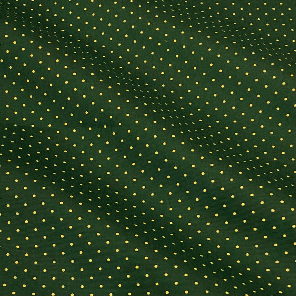 Tecido Tricoline Poa Pequeno Natal Verde Dourado