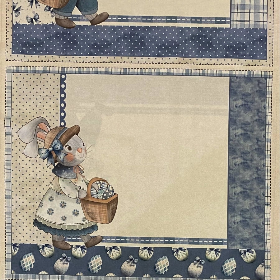 Tecido Tricoline Digital Painel Jogo Americano Pascoa Azul