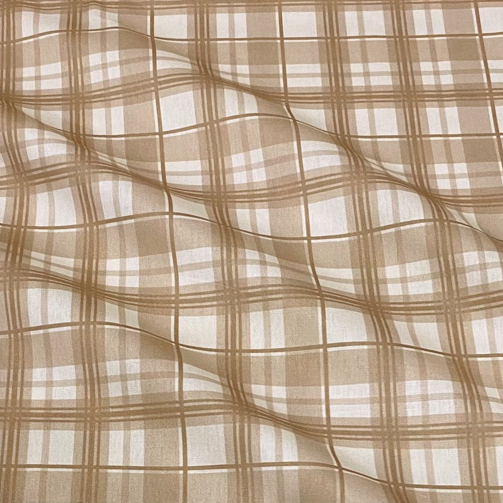Tecido Tricoline Pascoa Xadrez Madras Grande Bege