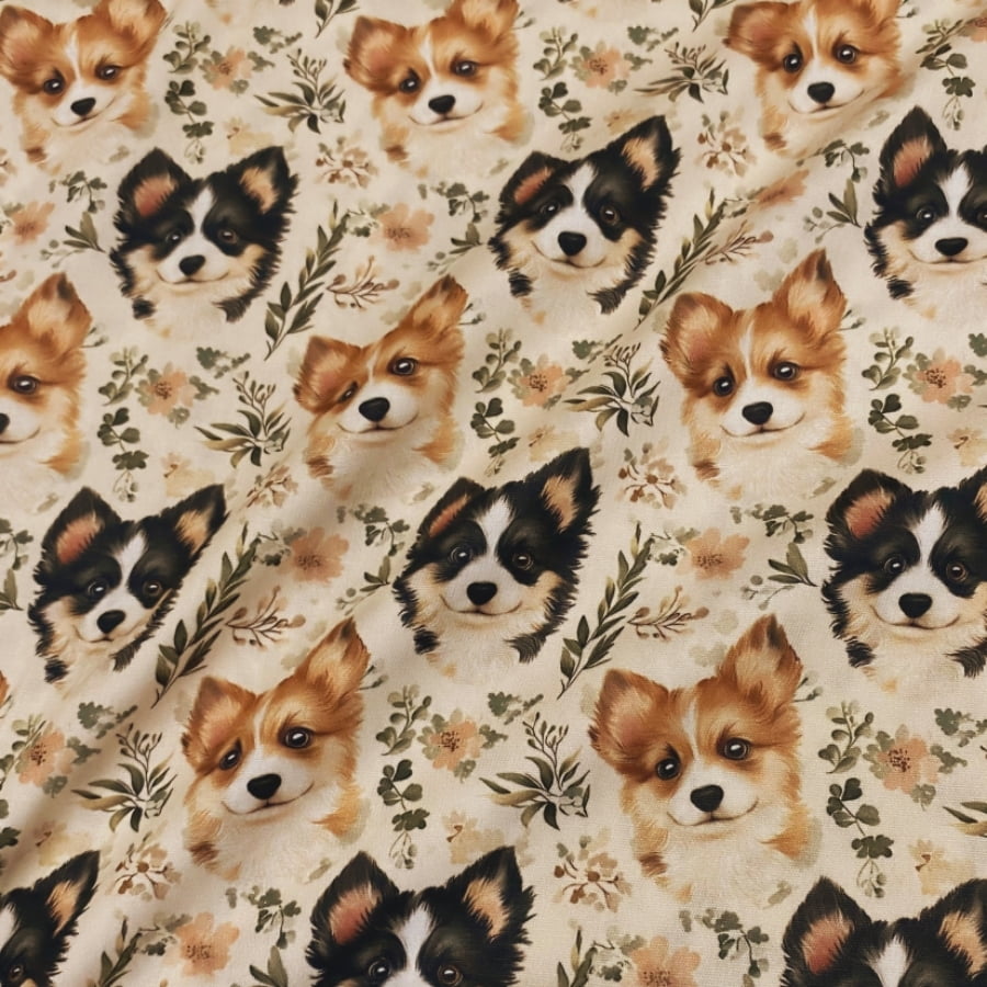 Tecido Tricoline Digital Cachorrinhos Coleção Pet Chic