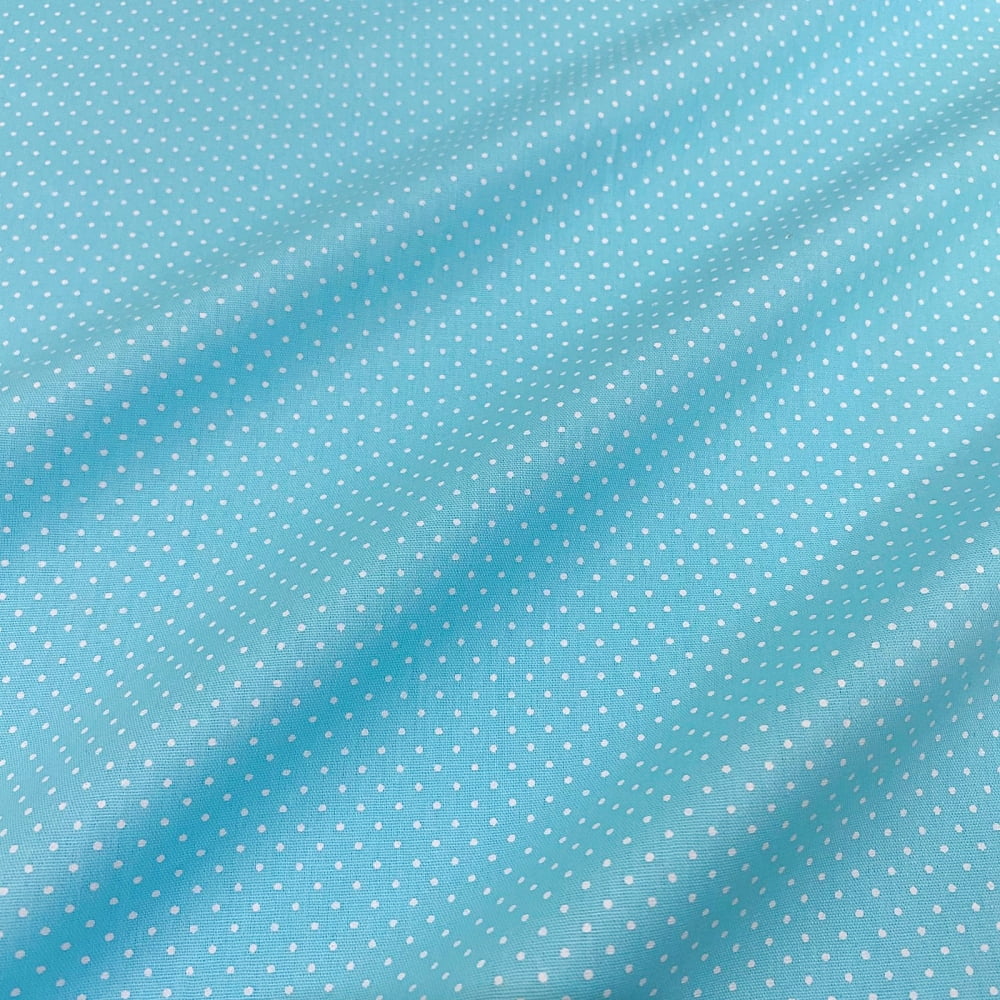 Tecido Tricoline Mini Poa Azul Celeste