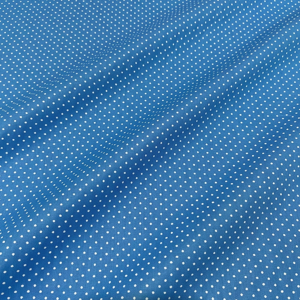 Tecido Tricoline Mini Poa Azul Cobalto