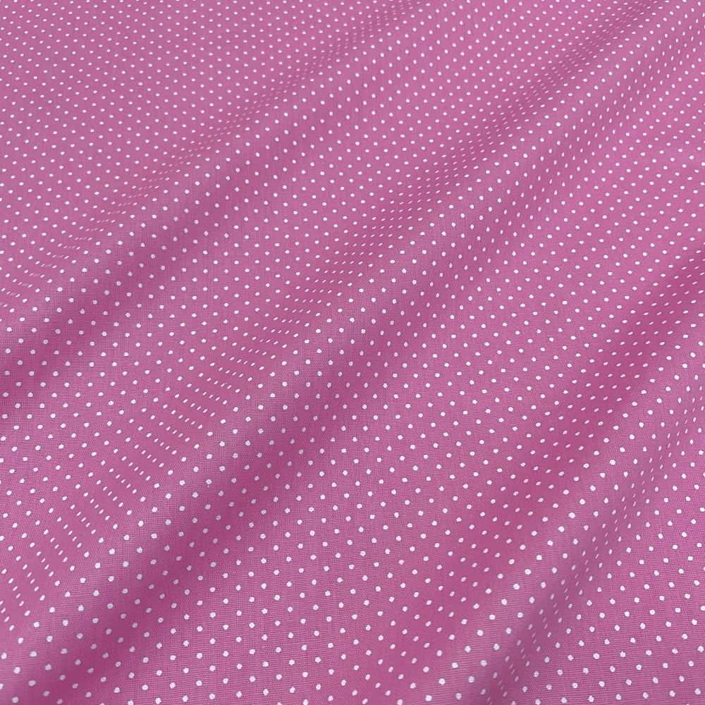 Tecido Tricoline Mini Poa Rosa Chiclete