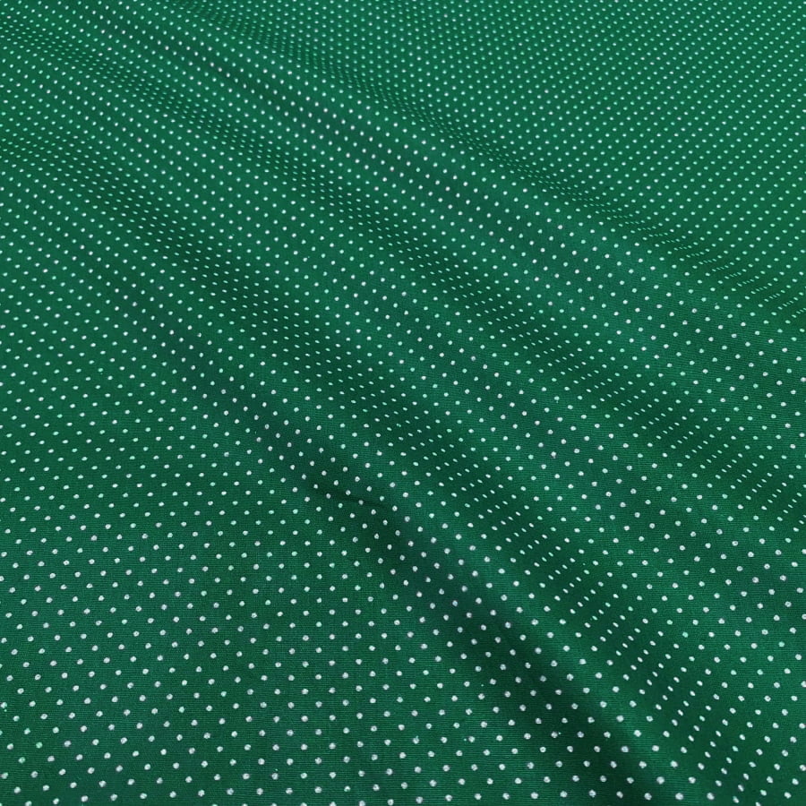 Tecido Tricoline Mini Poa Verde Bandeira