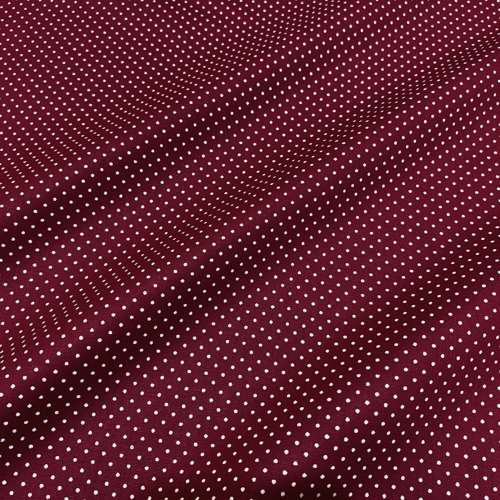 Tecido Tricoline Mini Poa Vermelho Marsala