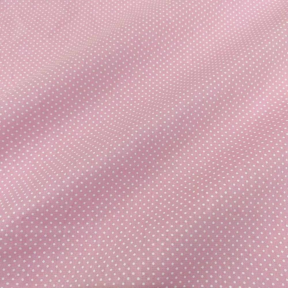 Tecido Tricoline Poa Micro Rosa Bebe