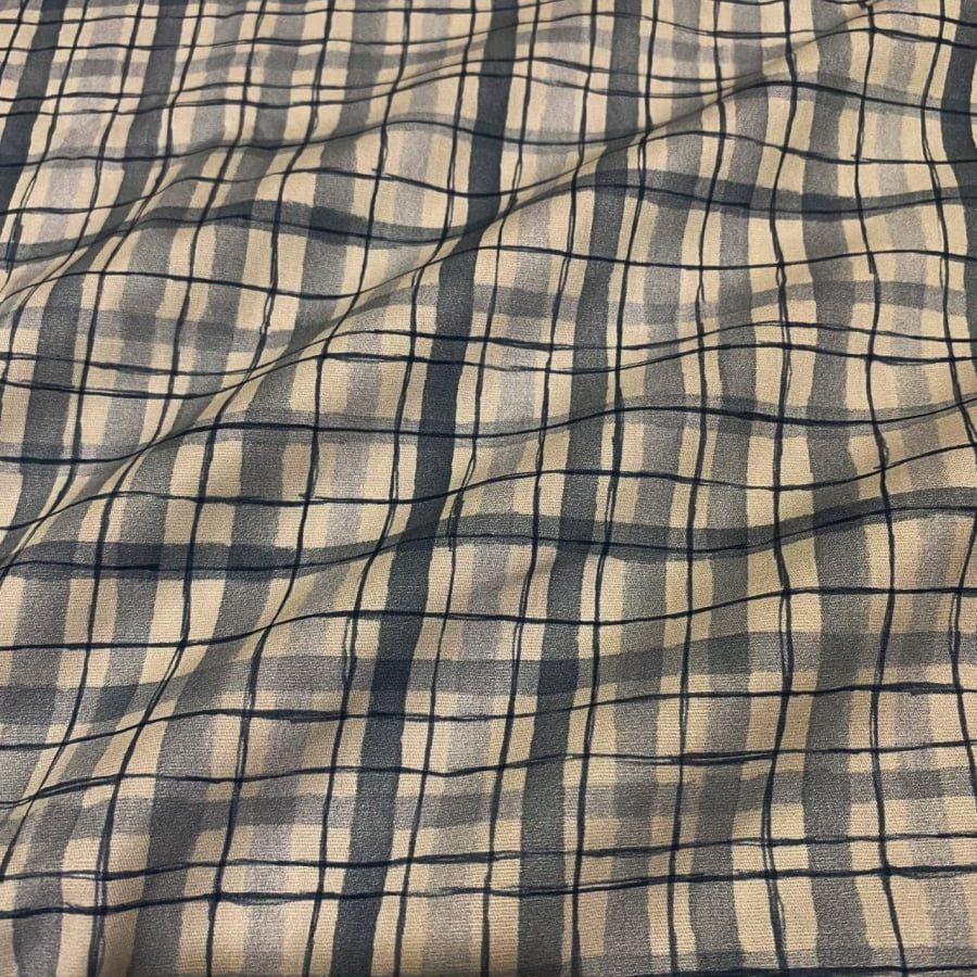 Tecido Tricoline Digital Xadrez Riscado Azul Pascoa Azul