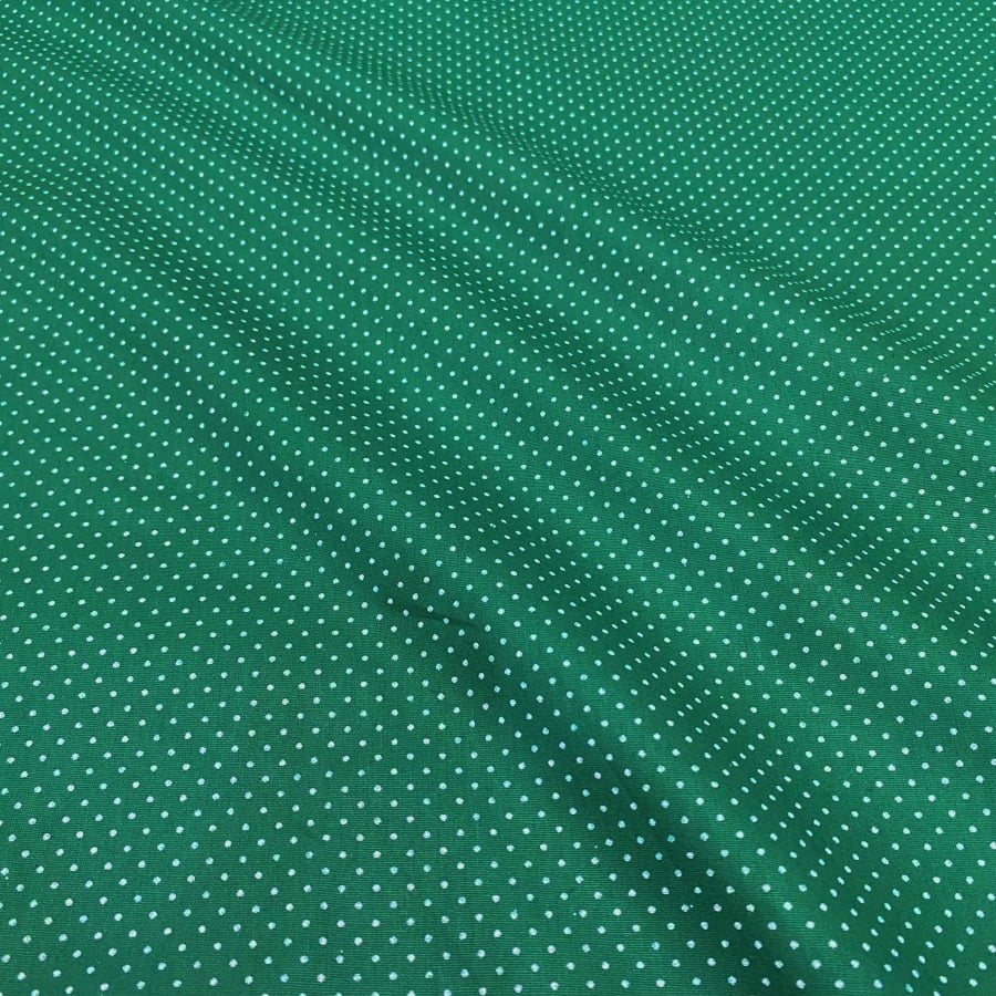 Tecido Tricoline Mini Poa Verde Bandeira