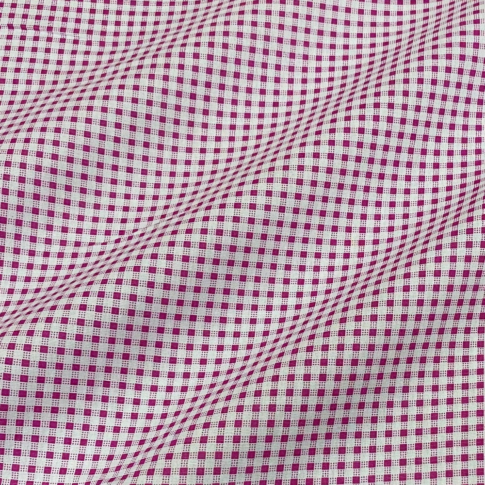Tecido Tricoline Xadrez Pequeno Rosa Fucsia
