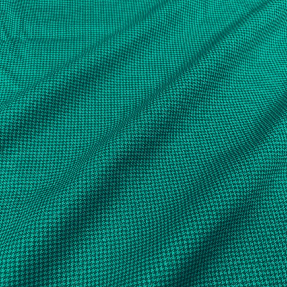 Tecido Tricoline Pied de Poule Verde Ciano Tom Sobre Tom (Basics & Colors)