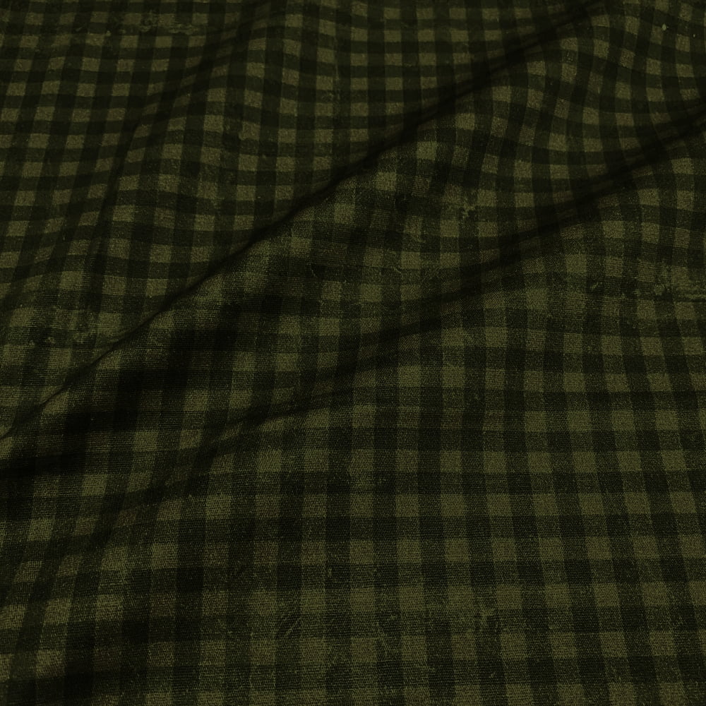 Tecido Tricoline Digital Xadrez Medio Verde Musgo Coleção Barroque