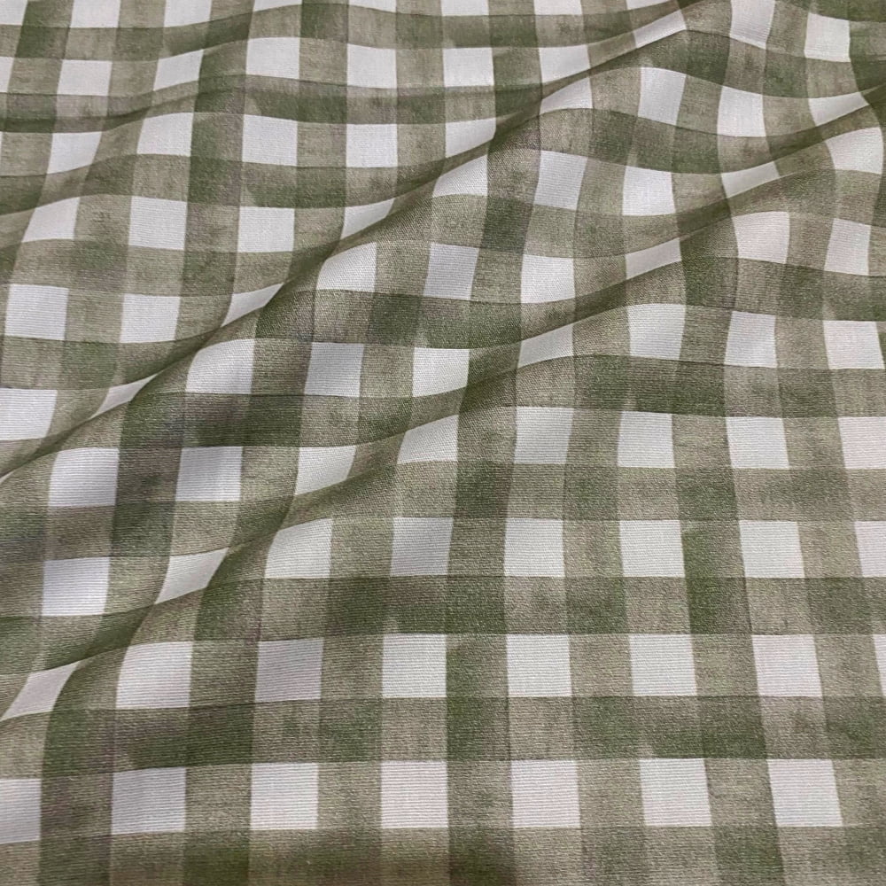 Tecido Tricoline Digital Xadrez Aquarela Cinza Coleção Dupla Fofura