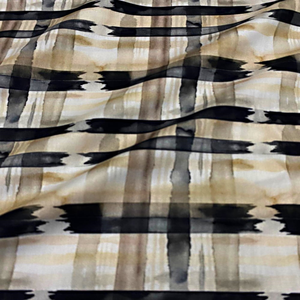 Tecido Tricoline Digital Xadrez Pintado Coleção Dusty Black