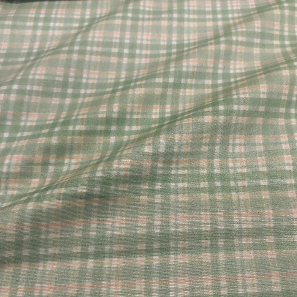 Tecido Tricoline Digital Xadrez Simples Verde e Salmão