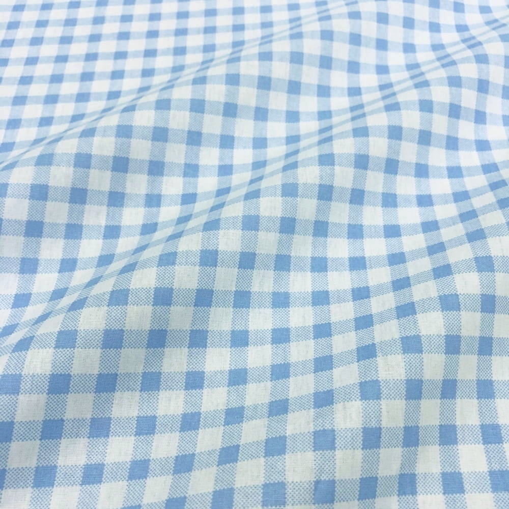 Tecido Tricoline Xadrez Grande Azul Claro