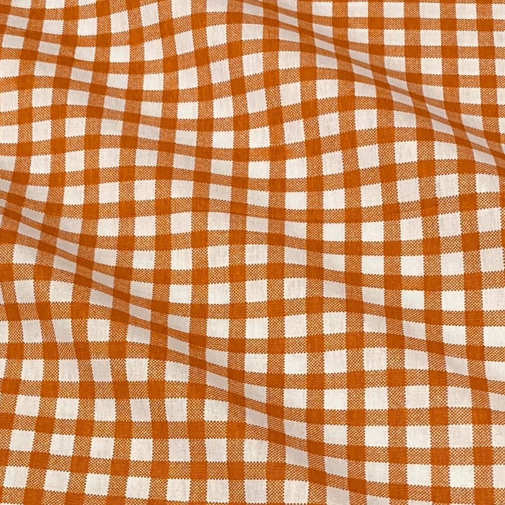 Tecido Tricoline Xadrez Grande Laranja Escuro