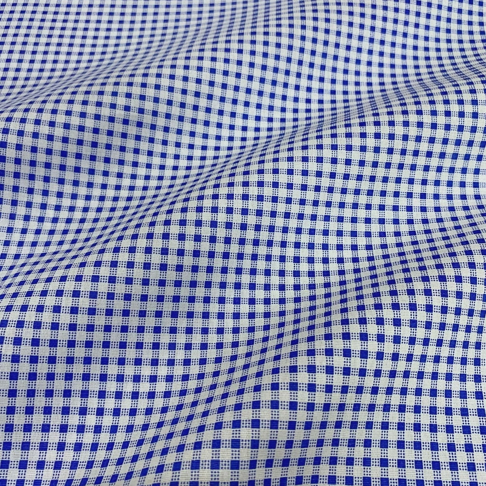 Tecido Tricoline Xadrez Pequeno Azul Royal